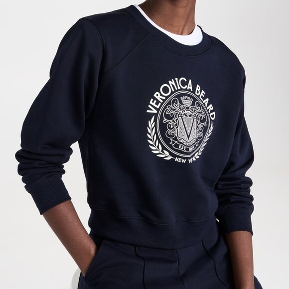 NEW Veronica Beard Navy Beaumont Logo Sweatshirt Size M - Picture 1 of 10